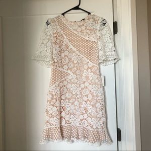 Lulus white lace short sleeve mini dress size small